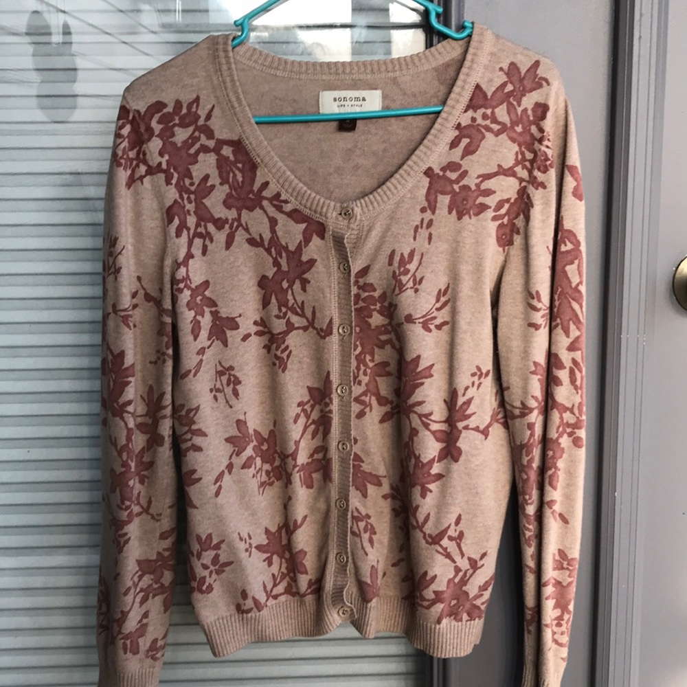 Sonoma tan and rust color cardigan